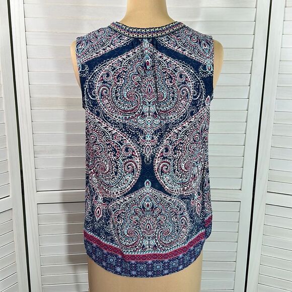 Daniel Rainn Top Small Blue Sleeveless Boho Paisley NWOT - Picture 12 of 16